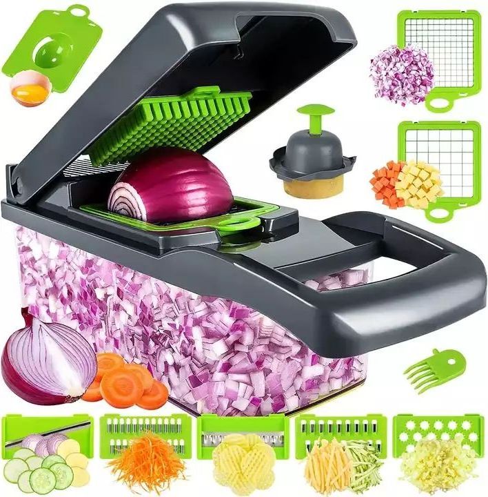 New Arrival 15-in-1 Multifunctional Handheld Kitchen Chopper Steel PC Vegetable Fruit Cutter Onion Potato Peeler Slicing Fruits