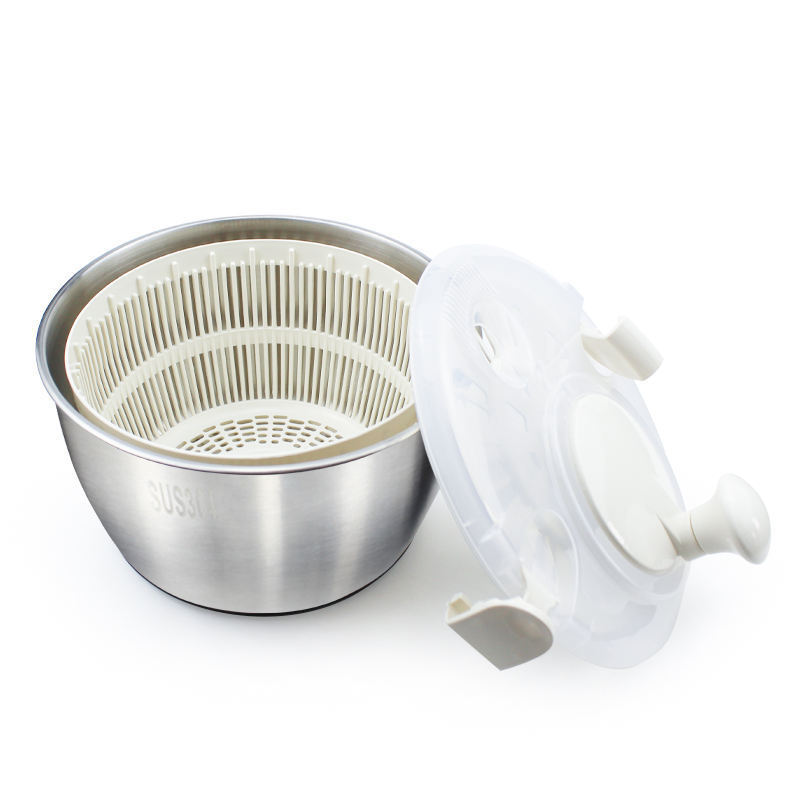 New Arrival High-Capacity Vegetable Rotary Drainer High Quality Salad Spinner Stainless Steel