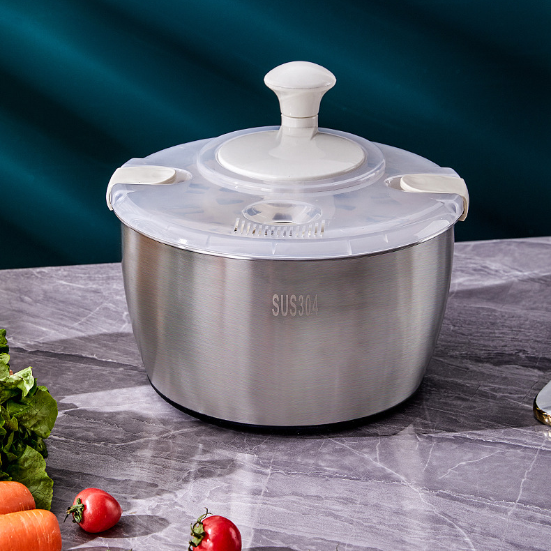 New Arrival High-Capacity Vegetable Rotary Drainer High Quality Salad Spinner Stainless Steel