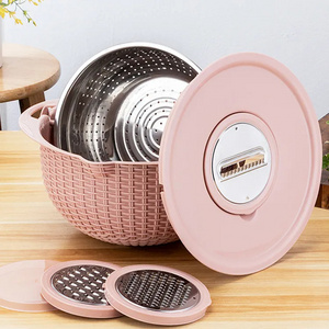 Multi-Purpose Stainless Steel Rice Washing Bowl round Colander Strainer with Drain Basket for Home Kitchen Use