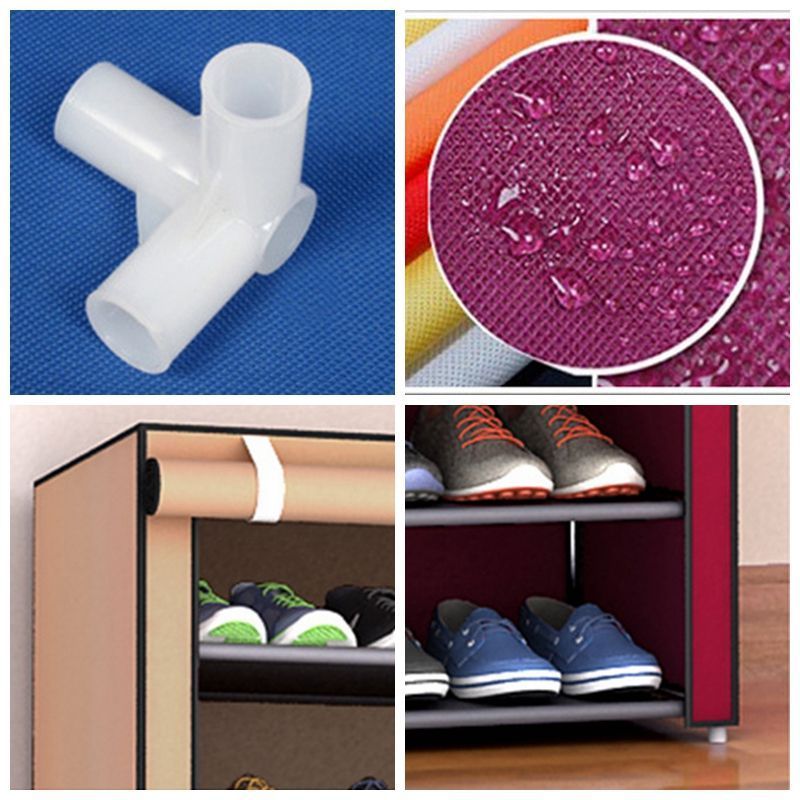 Home Storage Organizer 4/5/6/8-Tier Plastic Shoe Cabinet Dustproof Nonwoven Cover Closet Bedroom Wardrobe Rack Shoes Clothes