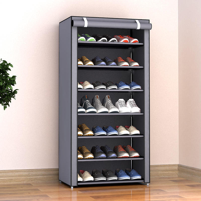 Home Storage Organizer 4/5/6/8-Tier Plastic Shoe Cabinet Dustproof Nonwoven Cover Closet Bedroom Wardrobe Rack Shoes Clothes