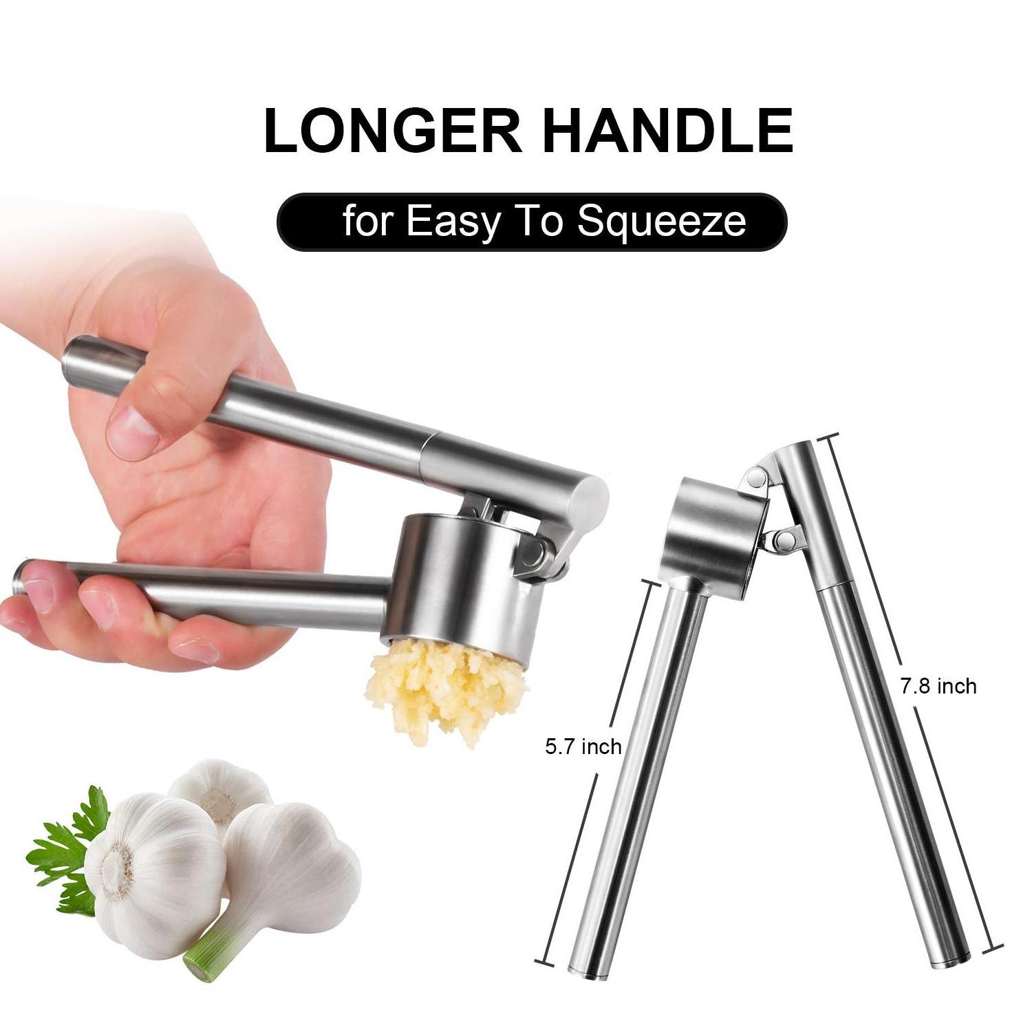 Garlic Press Mincer - 304 Stainless Steel Garlic Crusher & Peeler Set Garlic press tool