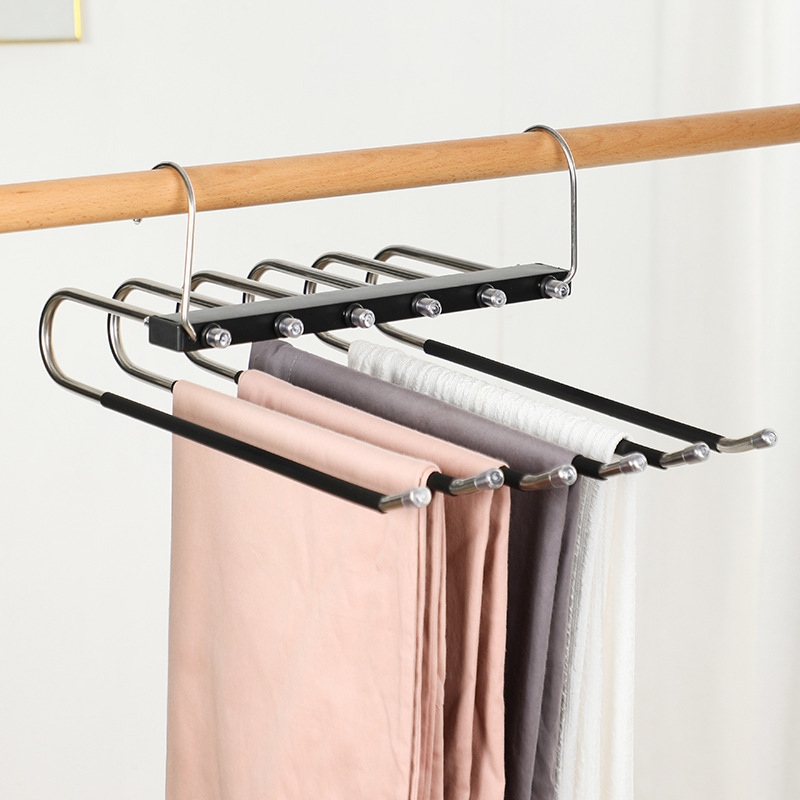 Magic Pants Hangers Space Saving Closet Multiple Layers Multifunctional Uses Rack Organizer for Trousers Scarves Slack