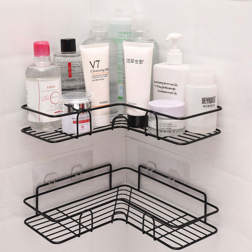 Shower Wall Mount Bathroom Shelf Suction Kitchen Storage Rack with Shampoo Holder No Drilling Home Accessories