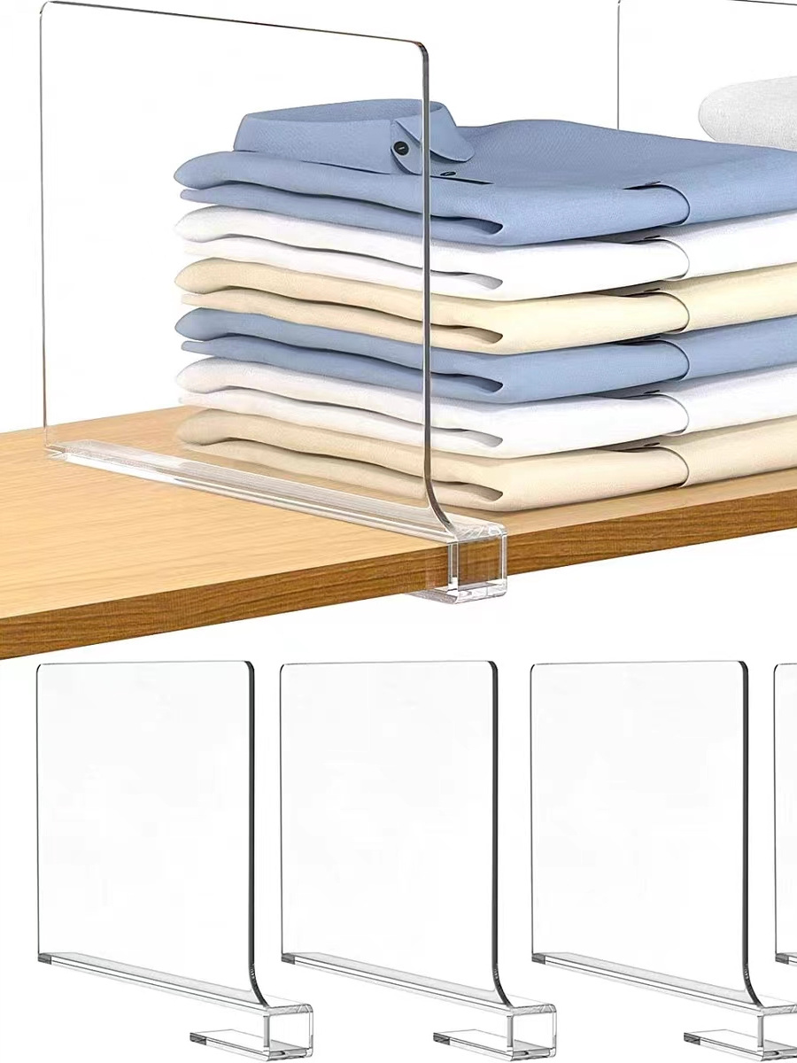 Shelf Dividers for Closets Clear Acrylic Shelf Divider for Wood Shelves and Clothes Organizer Purses Separators Perfect for Kitc