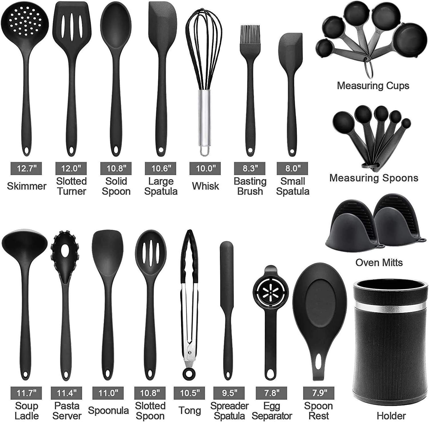 Silicone Kitchen Cooking Utensils Set Opp Bag Customized Wholesale Kitchen Utensils and Equipment Silicone 100% Food Grade