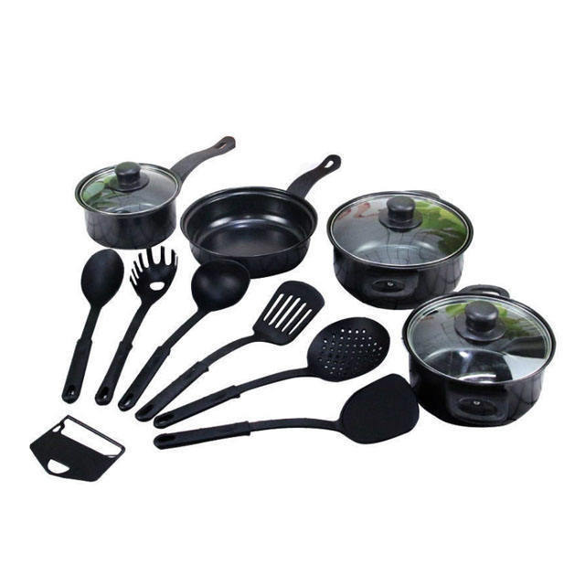 Hot Selling Kitchen 13 Piece Non Stick Cookware Sets Black Pot And Pans Cast Iron Cooking Pot Cookware non stick cookware set