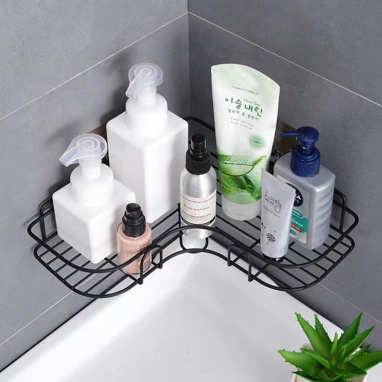 Shower Wall Mount Bathroom Shelf Suction Kitchen Storage Rack with Shampoo Holder No Drilling Home Accessories