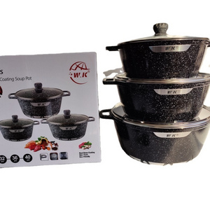 Custom Kitchen Cookware Set 6pcs Nonstick Aluminium Casserole & Pot Black Enamelware from Turkey Home Usage Steel Material