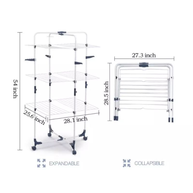 Hot Selling 3 Tier Foldable Hangers Standing Sliding Clothes Rack Floor Hanger With Wheels