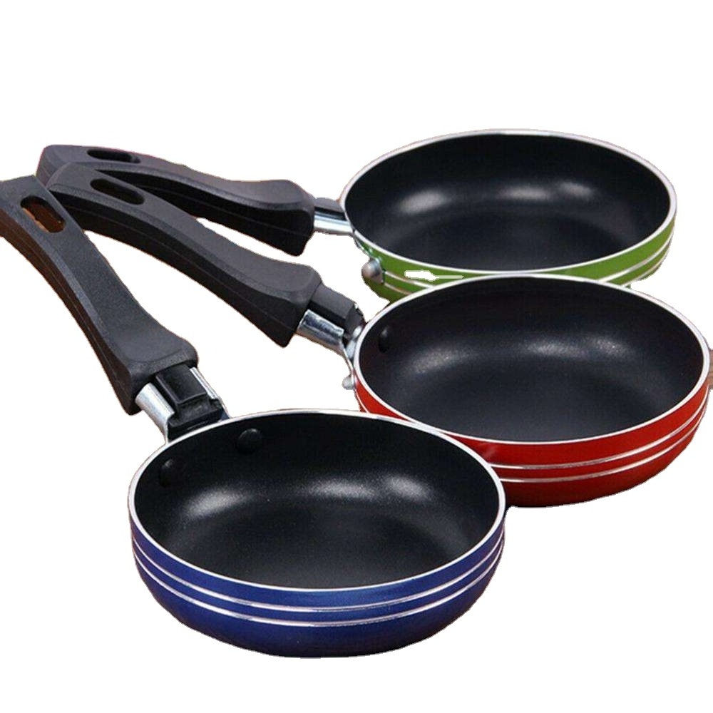 Mini Non Stick Frying Pan Coating 5 Layers Bottom Soft Handle Aluminum Dishwasher Safe Cooking Pan Set Kitchen Tool