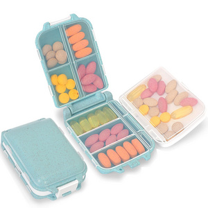 Folding Weekly Pill Organizer with 8 Compartments Portable Plastic Travel Pill Box for Medicine Pocket Purse Organizer