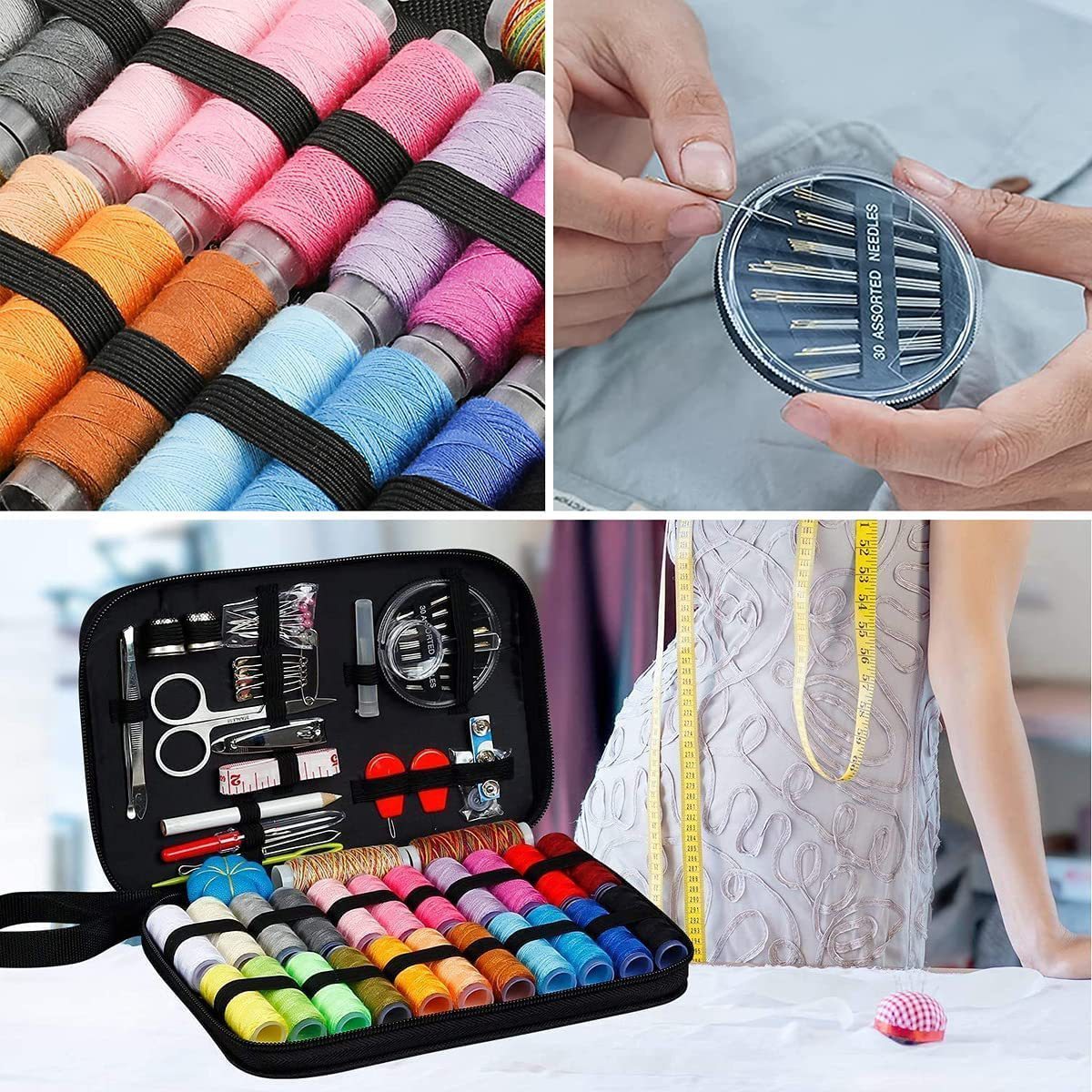 High Quality Portable Travel Sewing Kit Waterproof Polyester Household Sewing Kit Box with Sewing Supplies