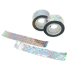 Flash Deterrent Ribbon Double Sided Holographic Glitter Tape Reflective Scare Tape for Bird Pigeon