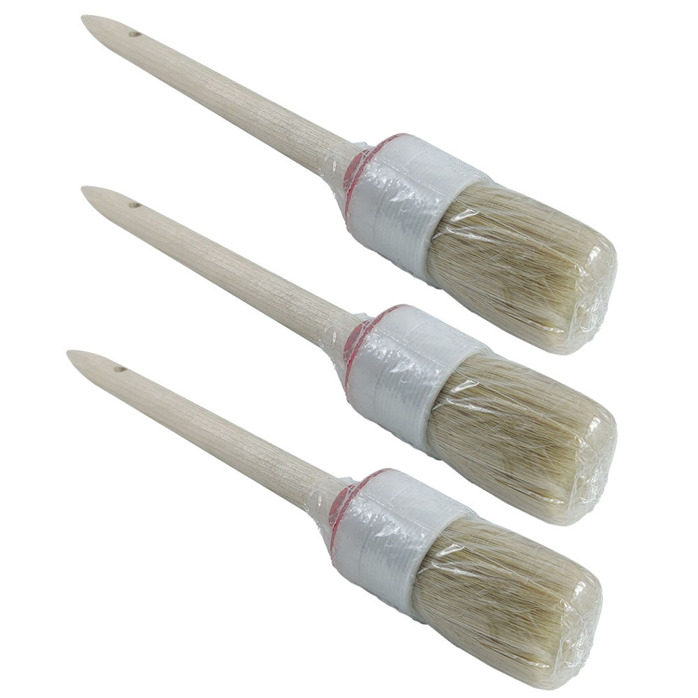 IMPA510135 In Bulk Natural Bristle Round Paint Wax Brush For Furniture Painting