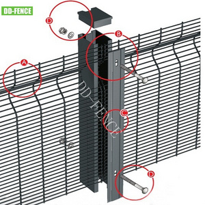 Hot Dipped Galvanized 1.8m High Security Fencing 358 Welded Wire Mesh Fencing Anti-Cut Anti Climb Fence with Razor Barbed Wire