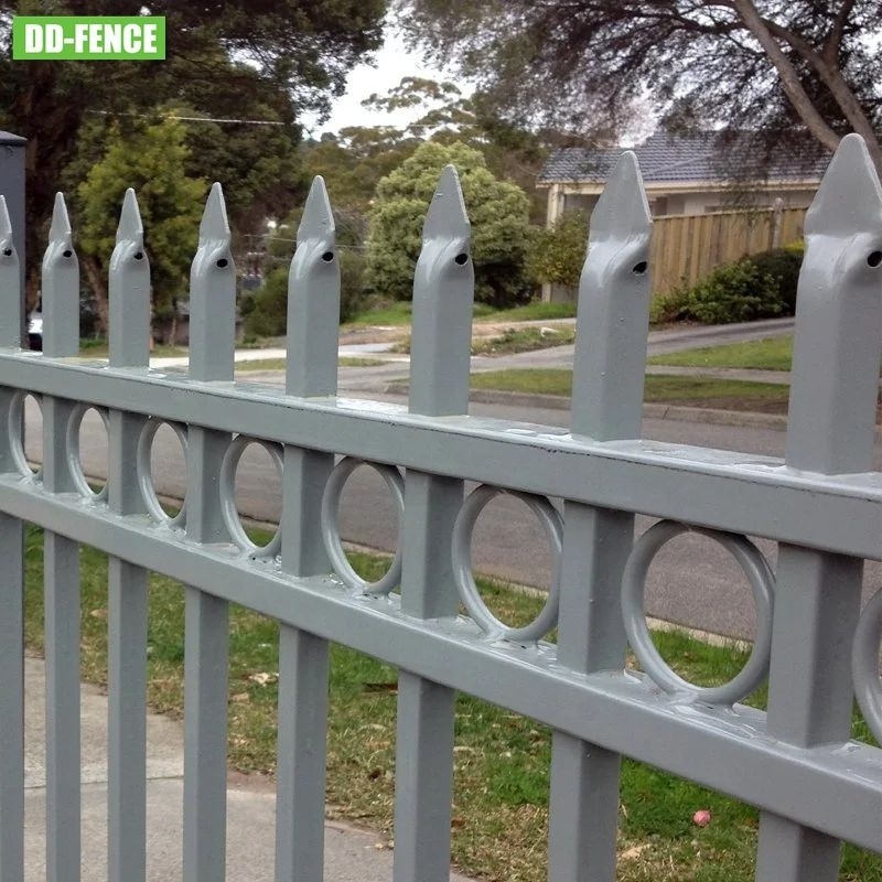 Factory Direct Low Price 1.8m 2.1m 2.4m Height Powder Coated Galvanized Steel Picket Crimp Pressed Spear Top Security Fence