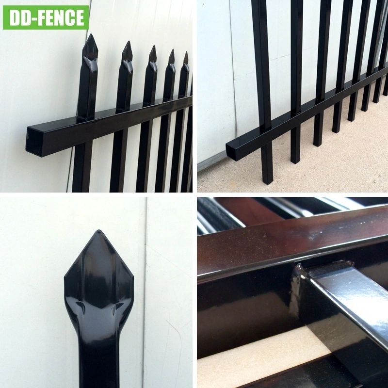 Factory Direct Low Price 1.8m 2.1m 2.4m Height Powder Coated Galvanized Steel Picket Crimp Pressed Spear Top Security Fence