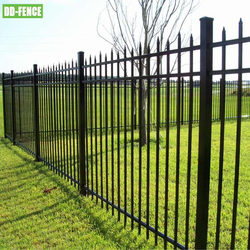 Hot Sale Decorative Galvanized Spear Top Wrought Iron Fence Panels Steel Picket Metal Fencing for School Factory Railway