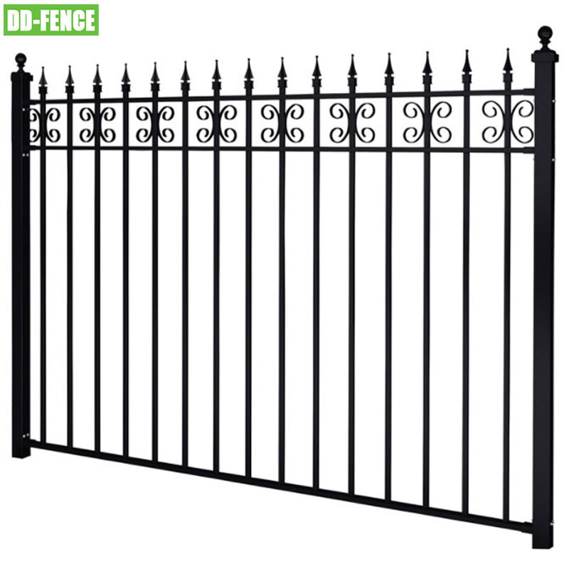 Powder Coated Wrought Welded Tubular Picket Fence and New Design Wrought Iron Main Gate Design for Yard House Garden