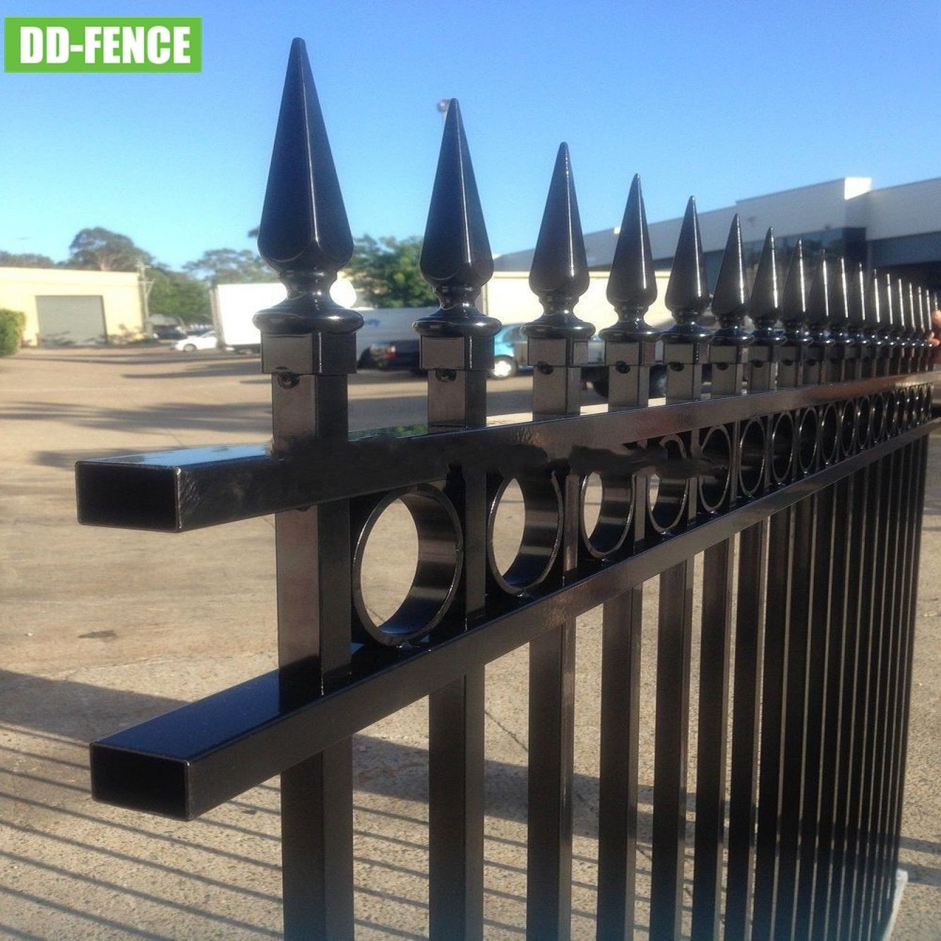 Factory Direct Low Price 1.8m 2.1m 2.4m Height Powder Coated Galvanized Steel Picket Crimp Pressed Spear Top Security Fence