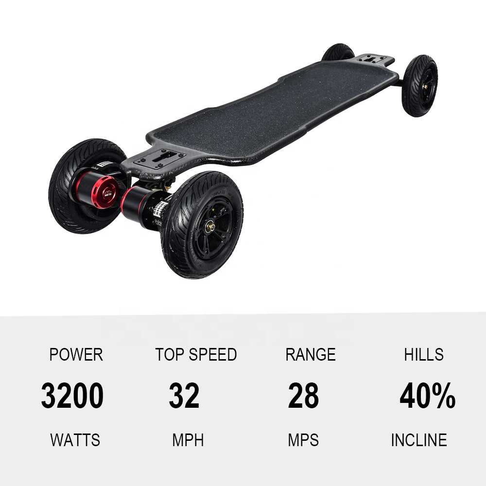 Deo Quality 12Ah Belt Drive Big Torque Carbon fiber deck 150mm all terrain wheels off road electric skateboard longboard