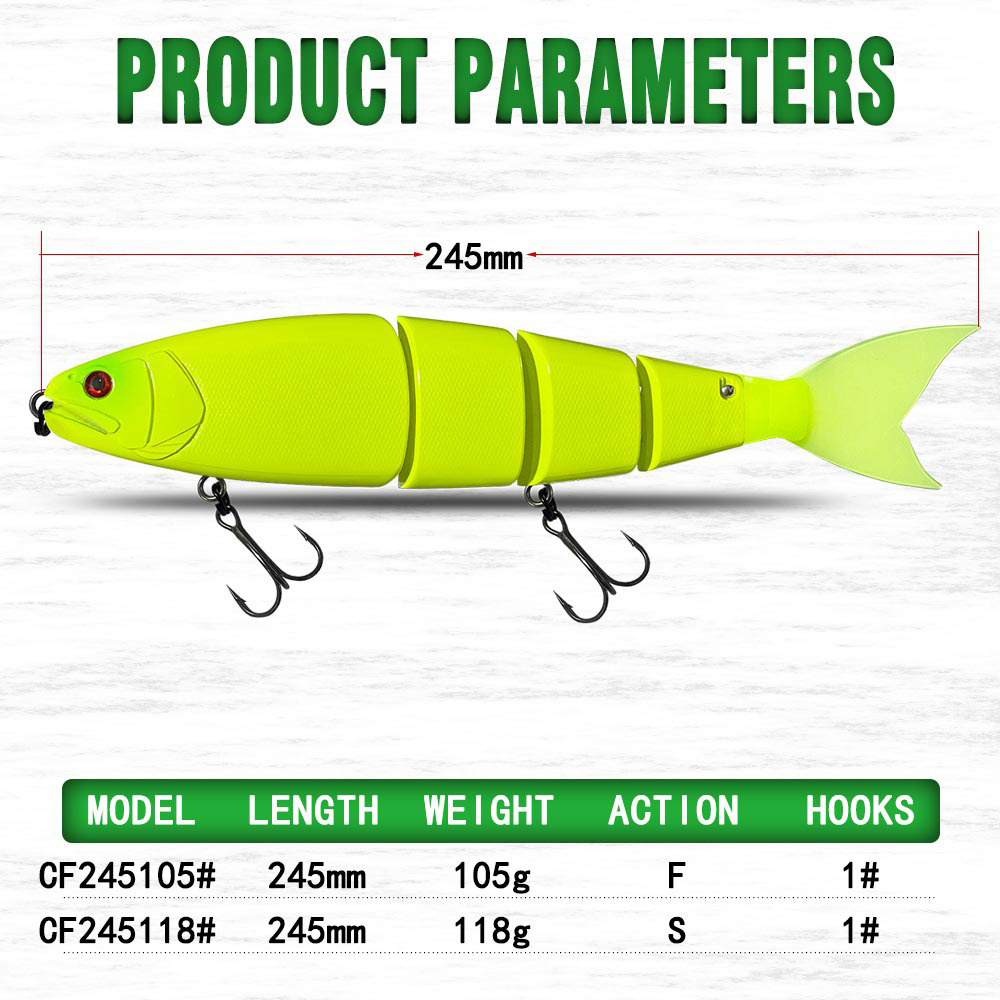 245mm 105g 118g Swimbait Slow Sinking 2 Segment Multi Jointed Glide Bait Fishing Lures Artificial Hard Bait