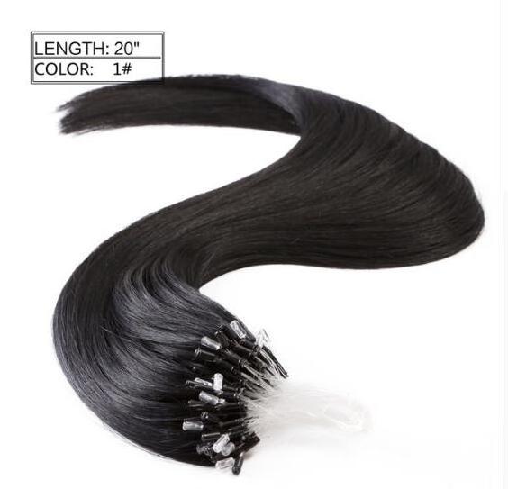 Straight Micro Ring Loop Hair 100% Human Micro Bead Links Machine Made Remy Hair Extension 16