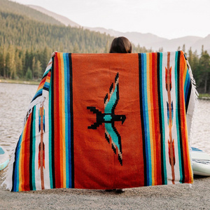 Eagle Woven Jacquard Beach Blanket Mexican Thunderbird Navajo Aztec Blanket