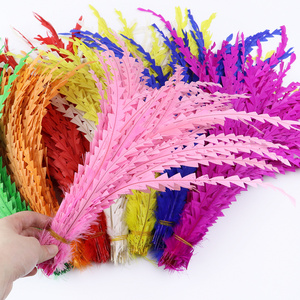 Dyed pink Rooster Tail Feathers Jagged Pattern 35-40CM Wedding Party Home Decoration Crafts Chicken PlumeS