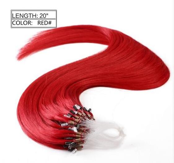 Straight Micro Ring Loop Hair 100% Human Micro Bead Links Machine Made Remy Hair Extension 16