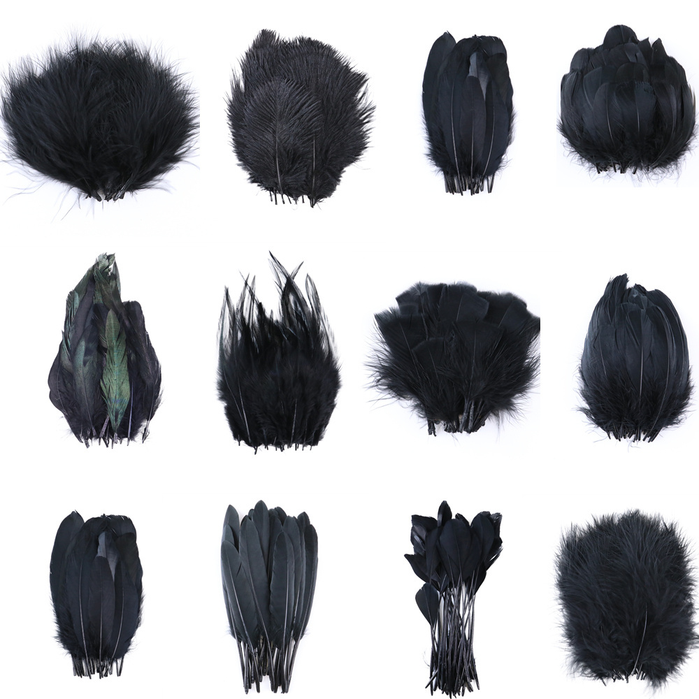 Natural Pheasant Goose Chicken Feathers Black Turkey Feather for Jewelry Making Decorative Accessories Wholesale