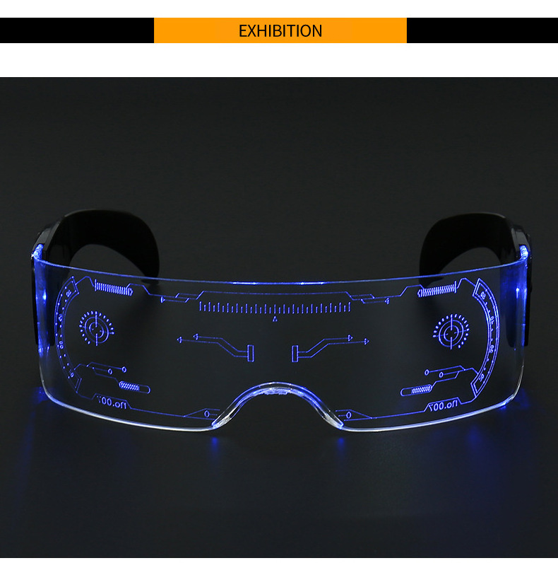 DL Glasses Luminous LED Buttery Lightup sunglasses Multiple color Futuristic Cyberpunk eyewear party led visor glasses