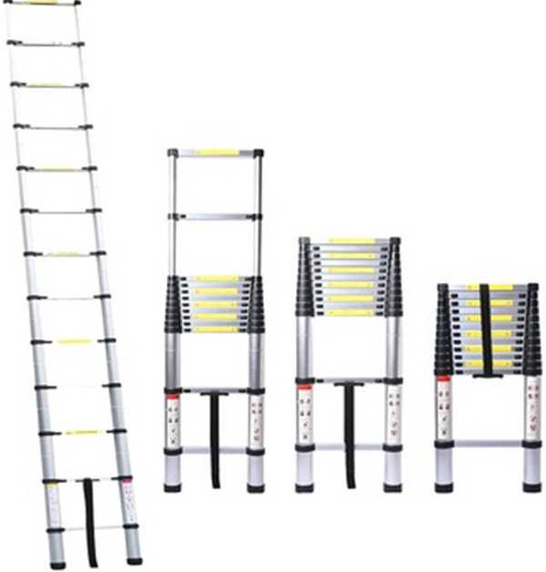 12.5FT Bamboo Aluminium Telescopic Foldable Lightweight Retractable Step  Ladder