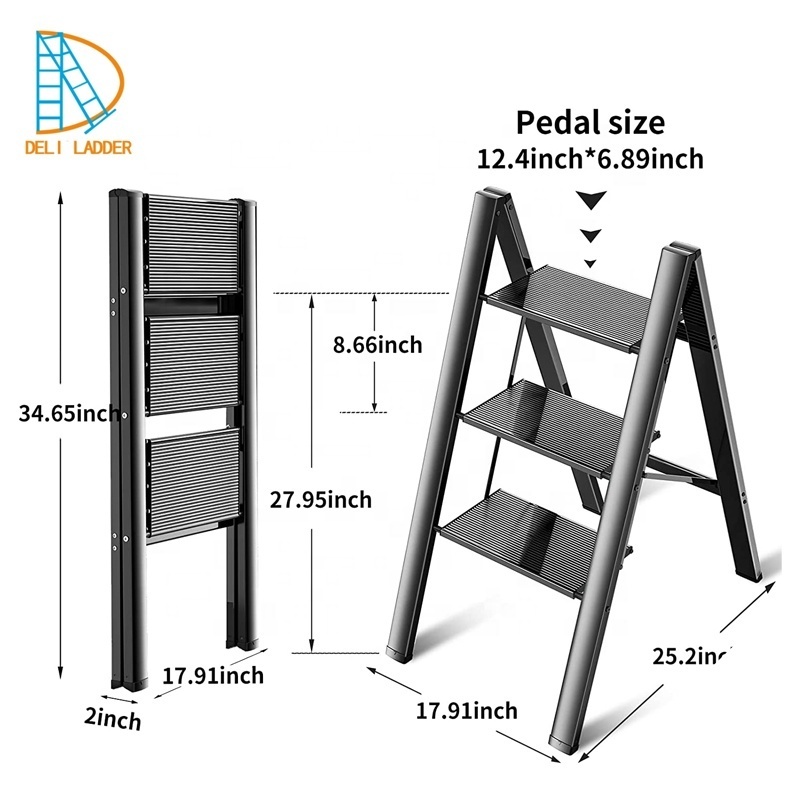 DELILADDER 2 3 4 Step Folding Household Ladders NEW DESIGN Lightweight Aluminium Ladder