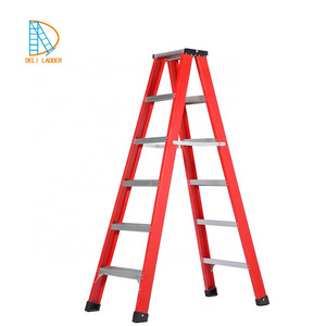 DELILADDER NEW 4-10 Folding Step Free Standing Ladders Foldable Fiberglass with Aluminium Ladder