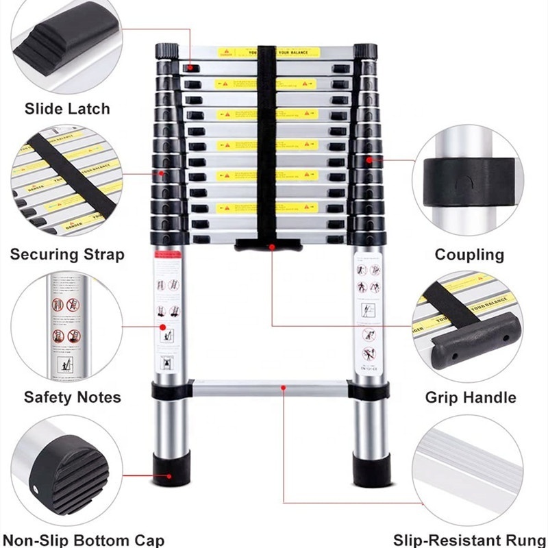 Soft Closing Aluminium Folding telescopic step extension ladder