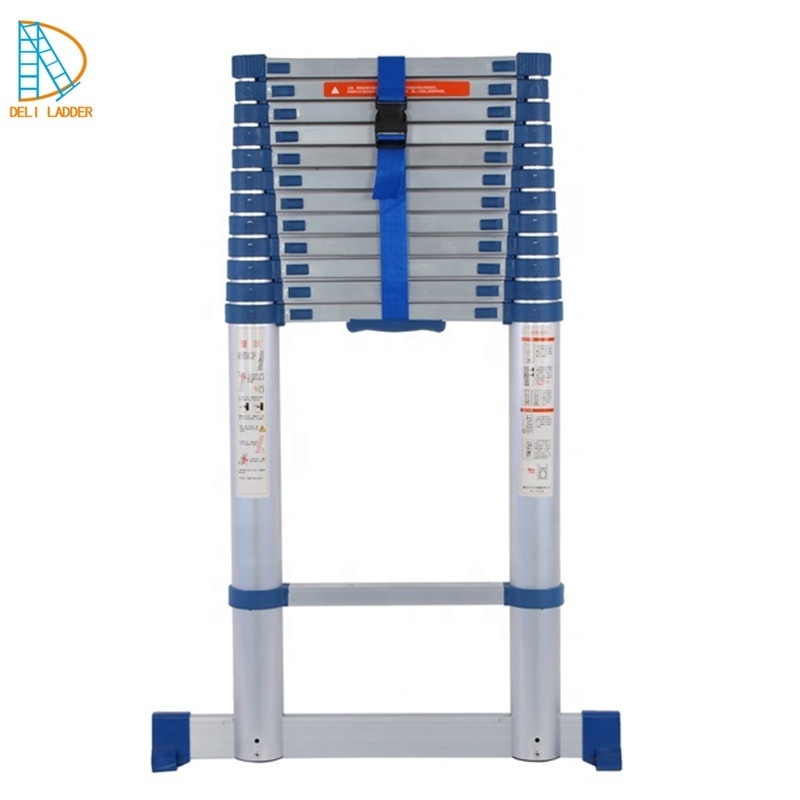 EN131 2.6m Compact Folding Extension Step Stairs  Telescopic Aluminum Ladder