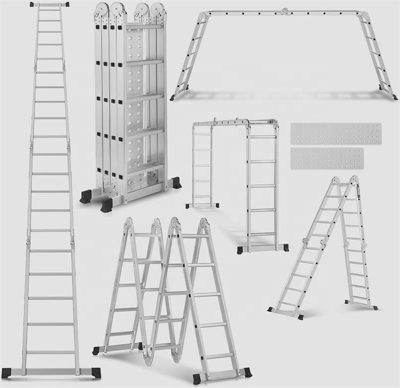 Multifunction Folding Step Ladder Aluminum Escalera de aluminio plegable multifuncion