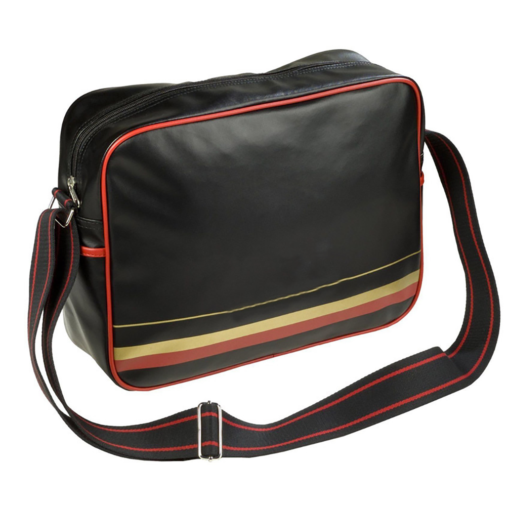 Black Classic Recycled PU Leather Retro Flight Bag Weekend Overnight Travel Retro Messenger Bag