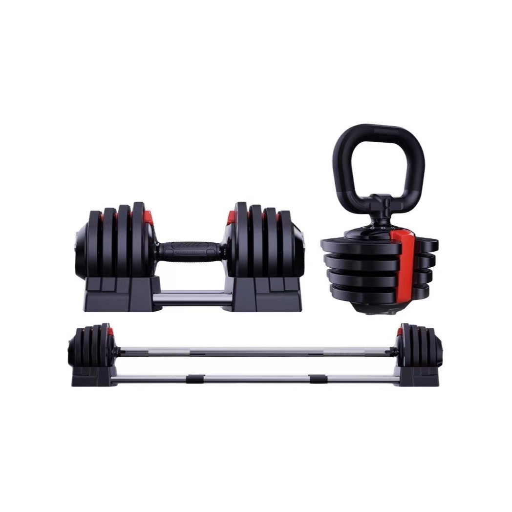 Multi functional fitness equipment 18kg 40lb adjustable dumbbell kettle bell barbell set three in one