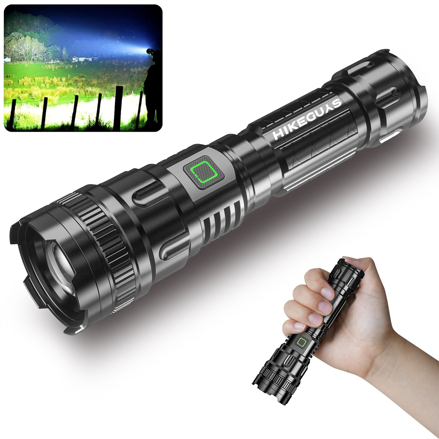 LED Rechargeable Flashlight High Lumens Tactical Flashlights 3 Modes P50 1000 Lumens for Camping Home Emergency Battery Include