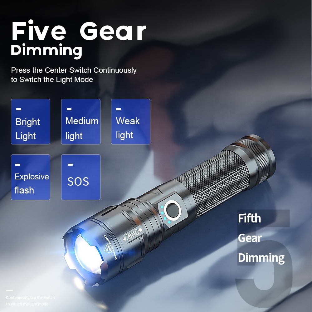 Hot Selling P50 Long Range 800 Lumen Tactical Torch High Power Camp IP31 Rechargeable LED Flashlight