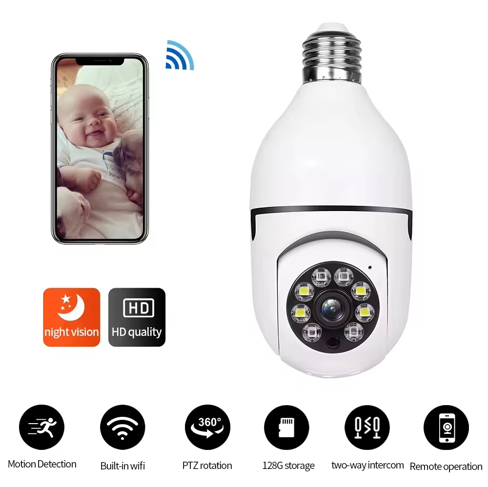 Factory 1080P HD Home Smart Wireless Surveillance Light Bulb Camera Wifi IP Camera P2P Wireless 360 Degree PTZ Light Blub Camera