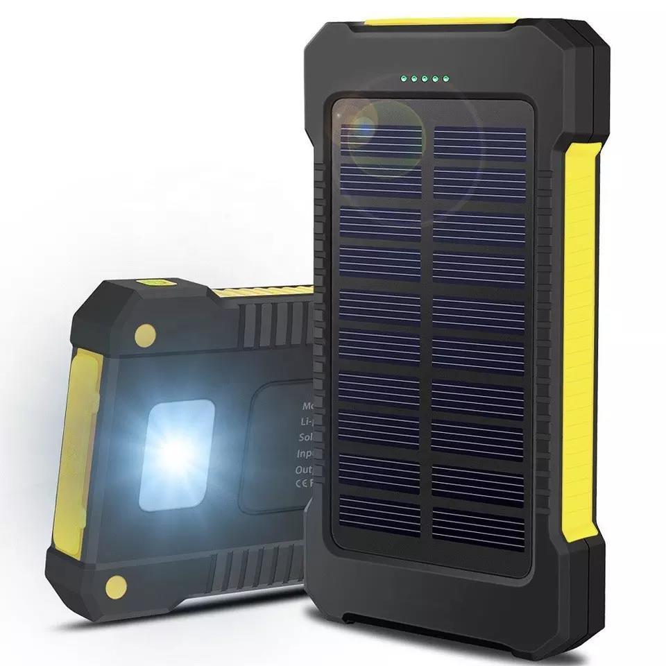 Hot Solar Power Bank Dual USB Power Bank 20000mAh Waterproof Battery Charger External Portable Solar Panel with LED Light