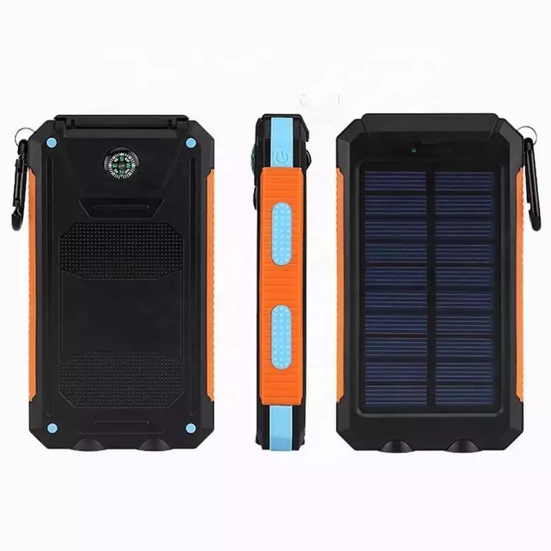 Factory Waterproof Solar Power Bank 20000mah Dual USB Li-Polymer Battery Charger Travel Solar Power Bank with LED Flashlight