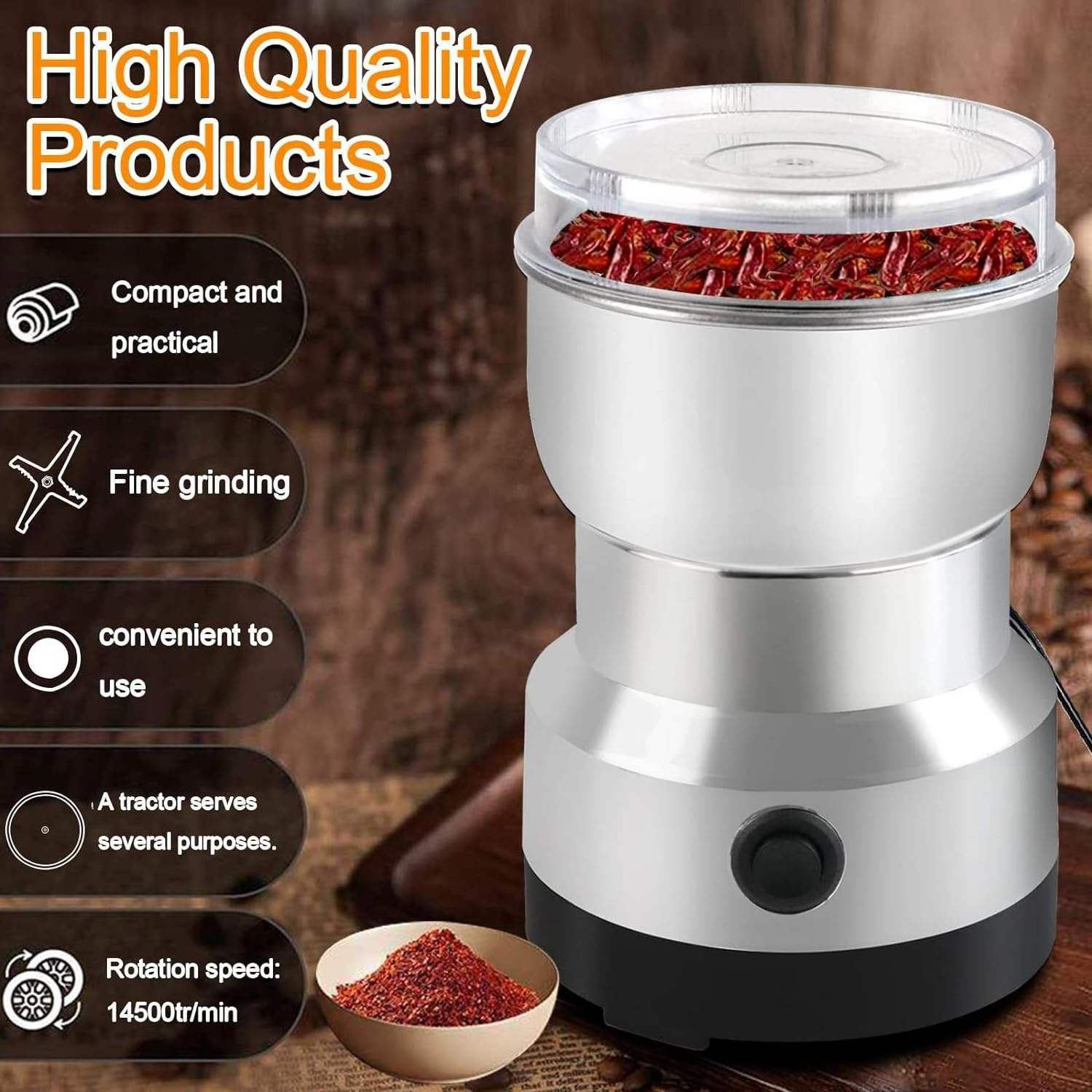 2024 Hot Selling 4 Blades Electric Seasoning Spice Coffee Grinder Machine Stainless Steel Commercial Electric Coffee Grinder