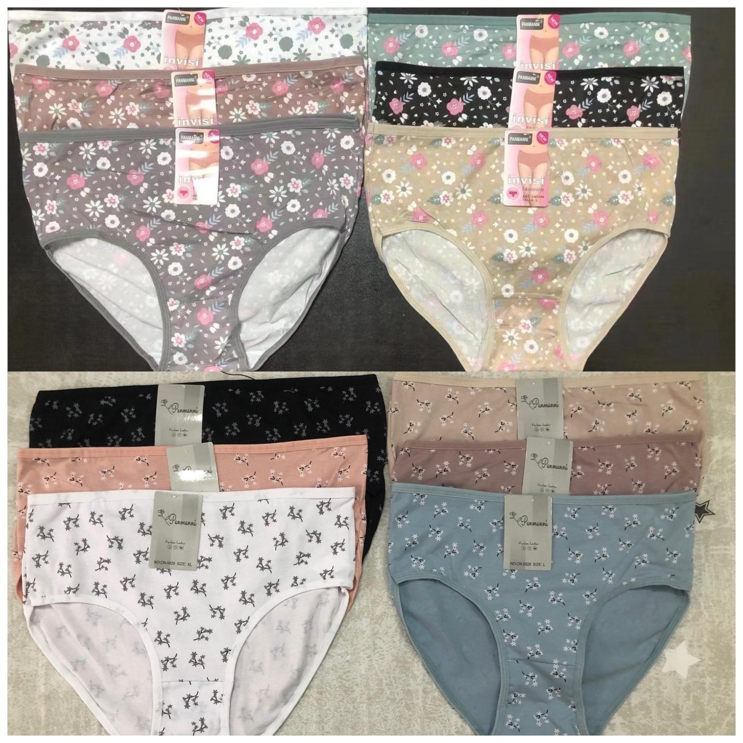 2023 Hot selling Mixed Designs Polyester Underwear Cheap Lady women Panties plus size big sizes high rise