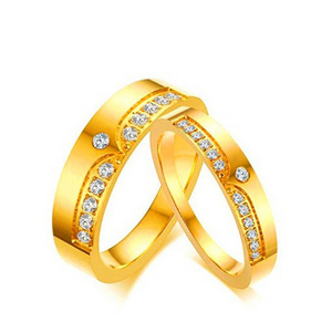 Chengfen Manufacturer Unisex adult Jewelry Stainless Steel Cubic Zirconia 21k Gold Ring